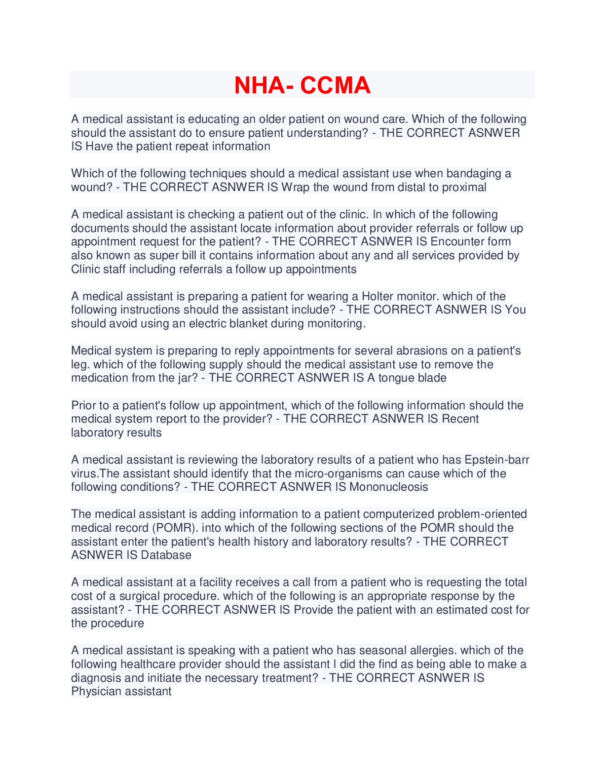 Preview of NHA- CCMA (complete solution 2022/2023)